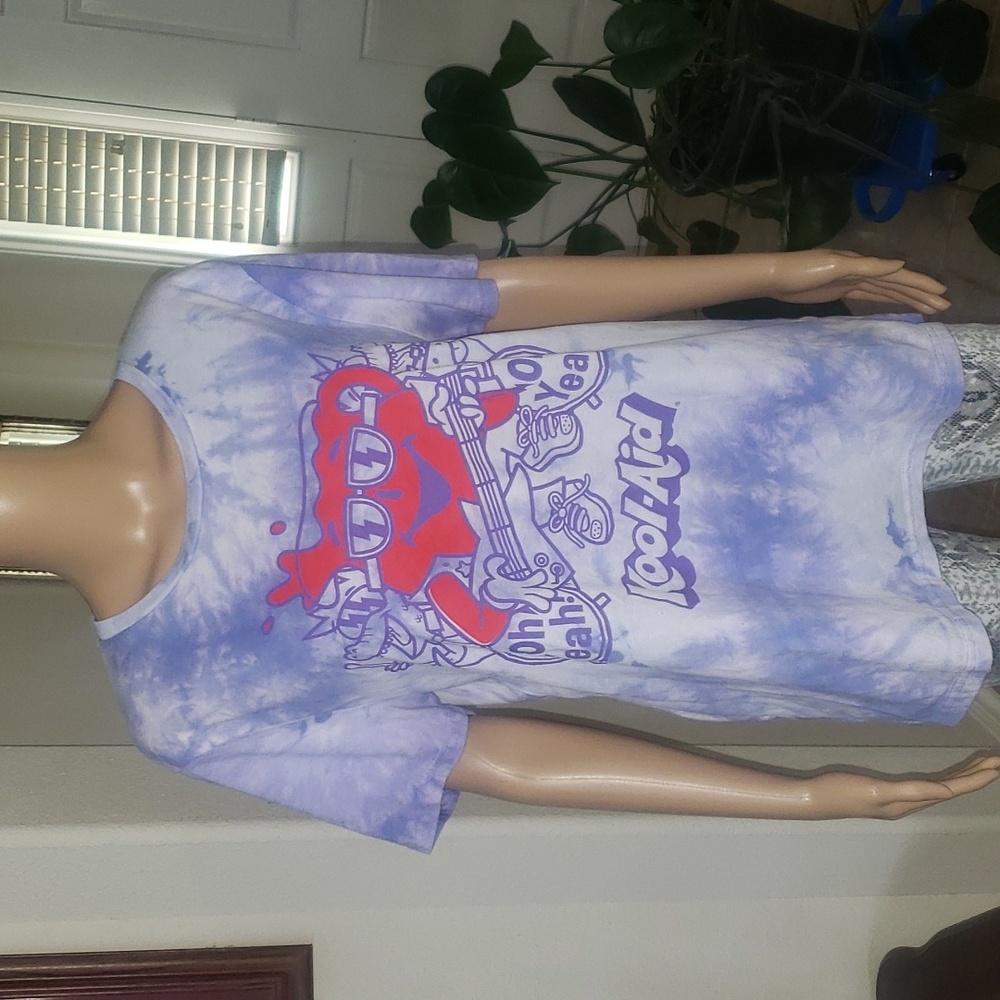 Kool-aid L purple tie dye tee rocking pitcher man oh yea